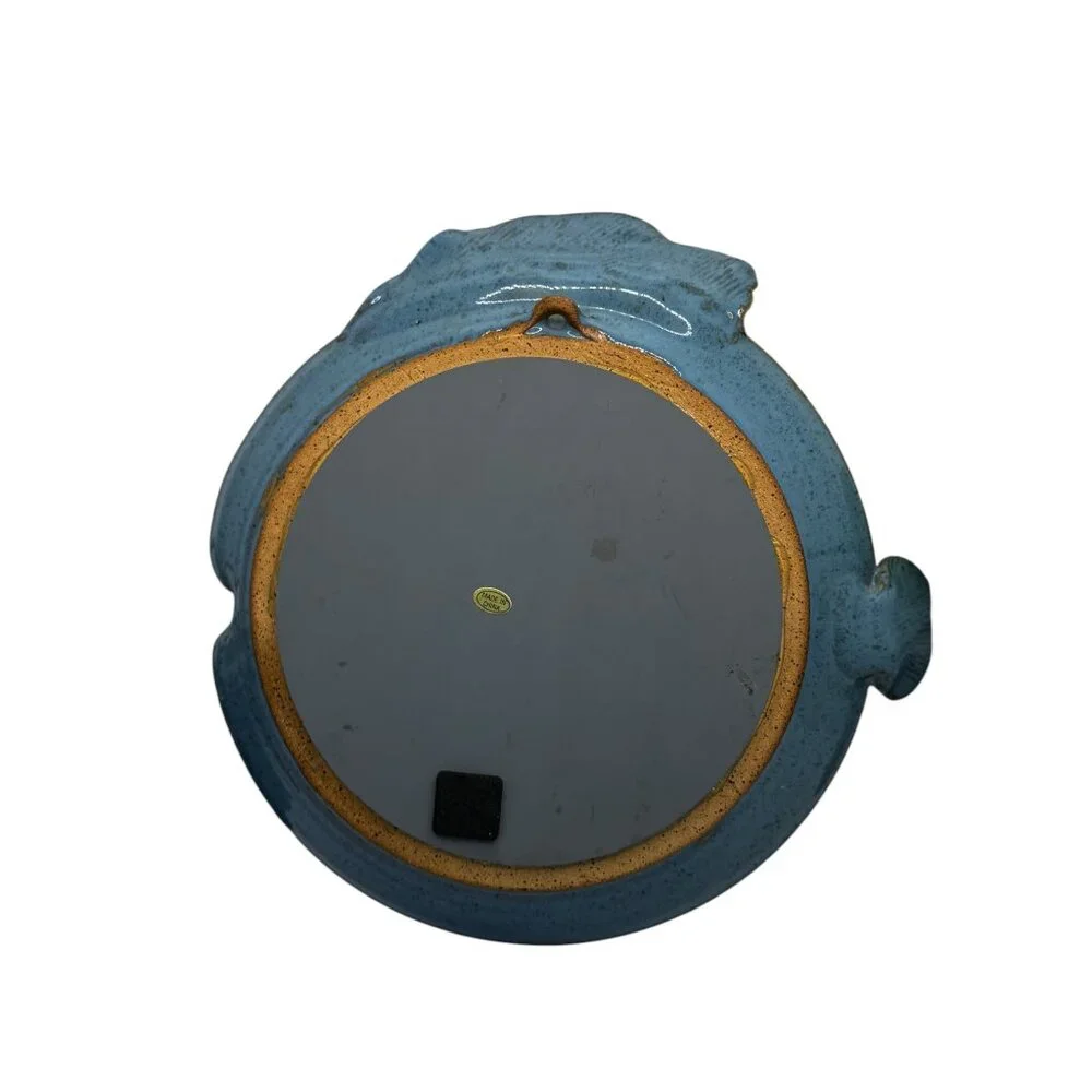 Fish-Shaped Blue Ceramic Wall Hanging Mirror